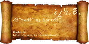 Örmény Bartó névjegykártya